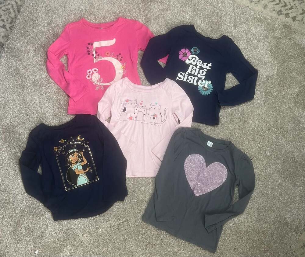 Girls Long Sleeve Graphic T-Shirt Lot Size 5T Assorted Brands